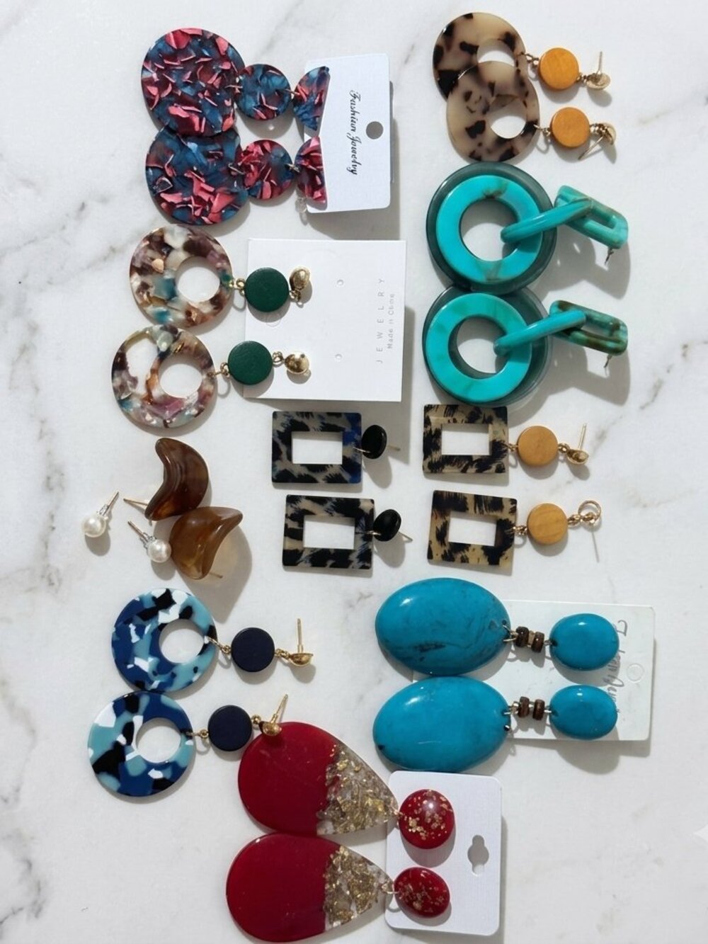 Beonon 14 Pairs Trendy Resin Statement Earring Set